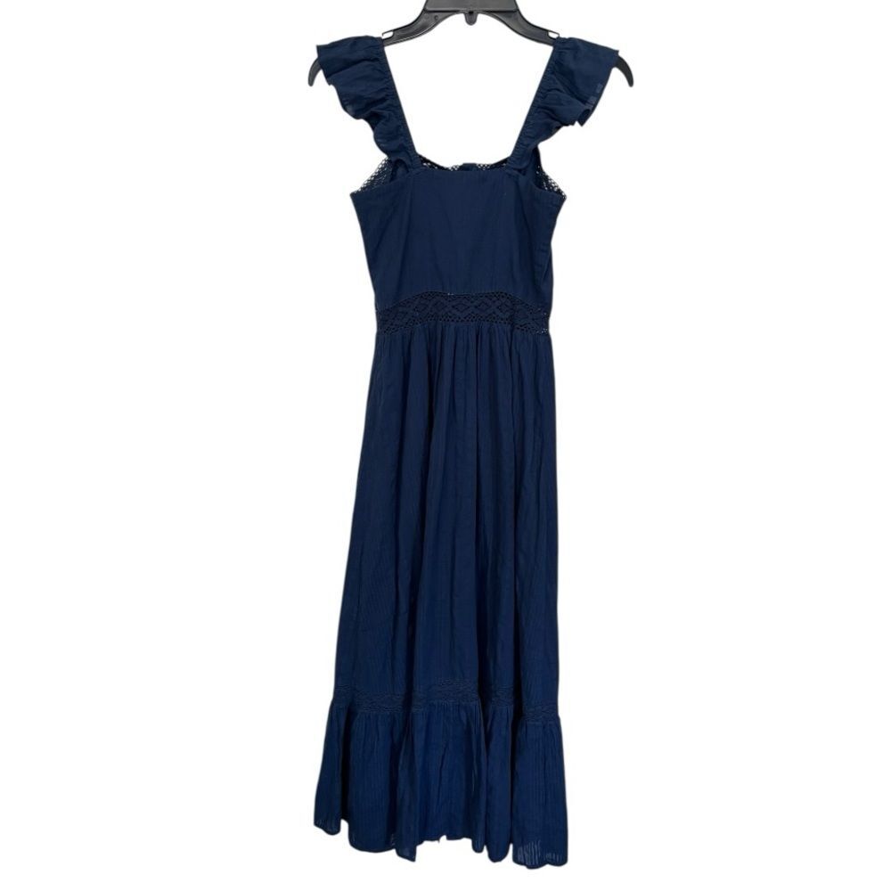 NWT And Now‎ This | Navy Blue Crochet Trim Cotton Maxi Dress XXS - Picture 3 of 12